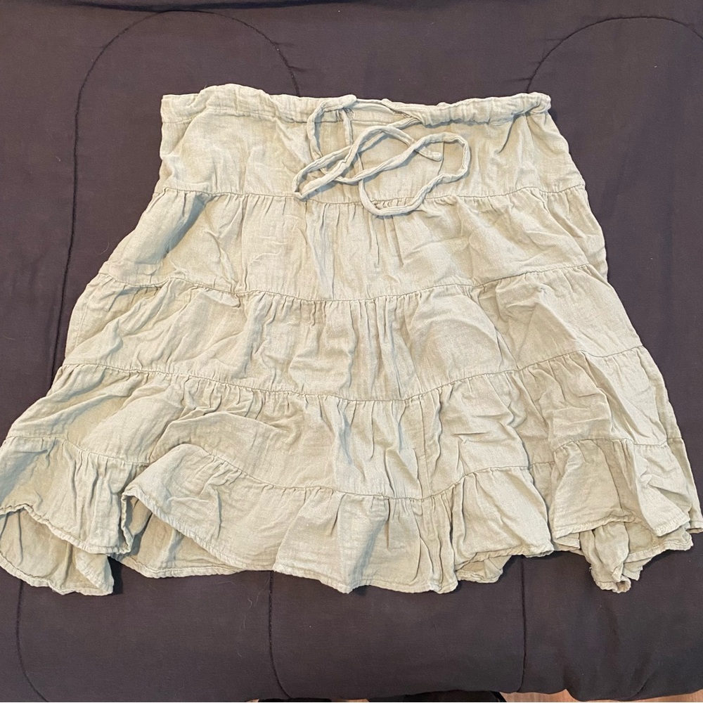 Dylan Light Green Tiered A-Line Skirt